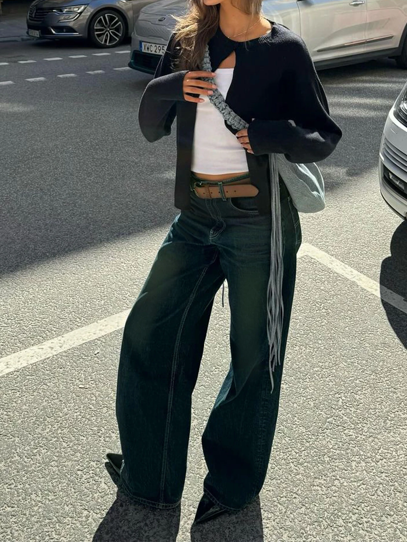 Женские прямые свободные брюки в стиле ретро