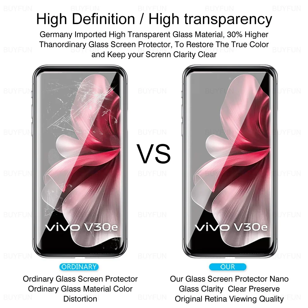 Изогнутая Защита экрана для vivo V30e 5G закаленное стекло V30 Pro V30pro e V 30e 30pro 2024 полное