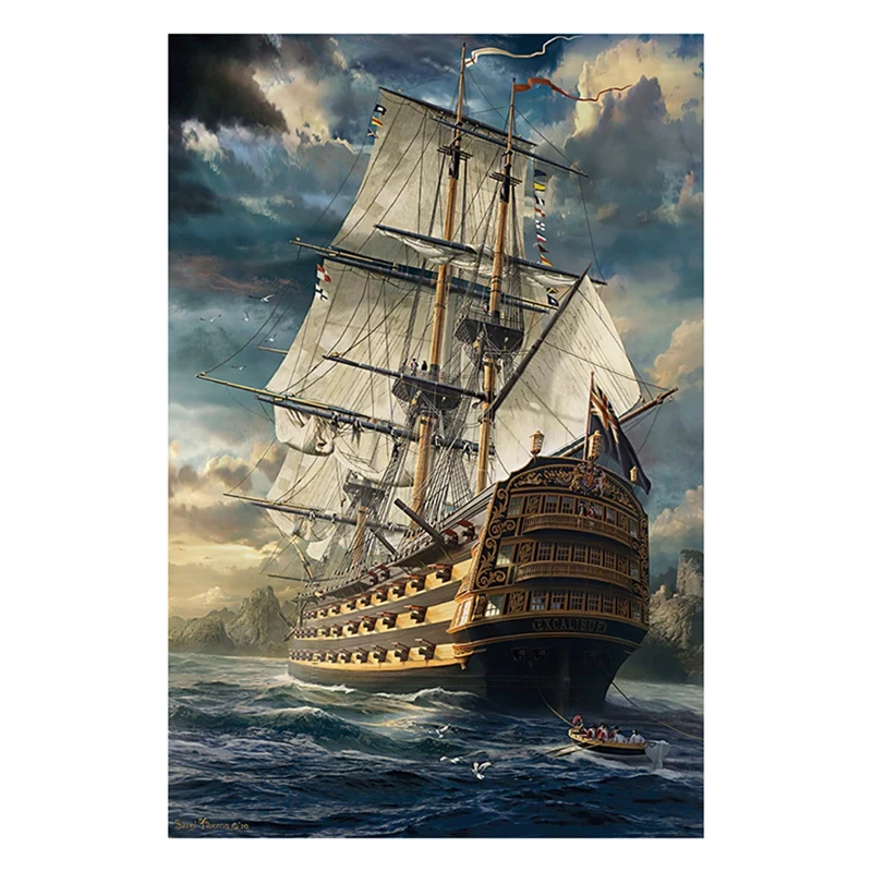 

-1000Pcs Jigsaw Landscape Animal Universe Puzzle Leisure Toys Big Ship At Sea