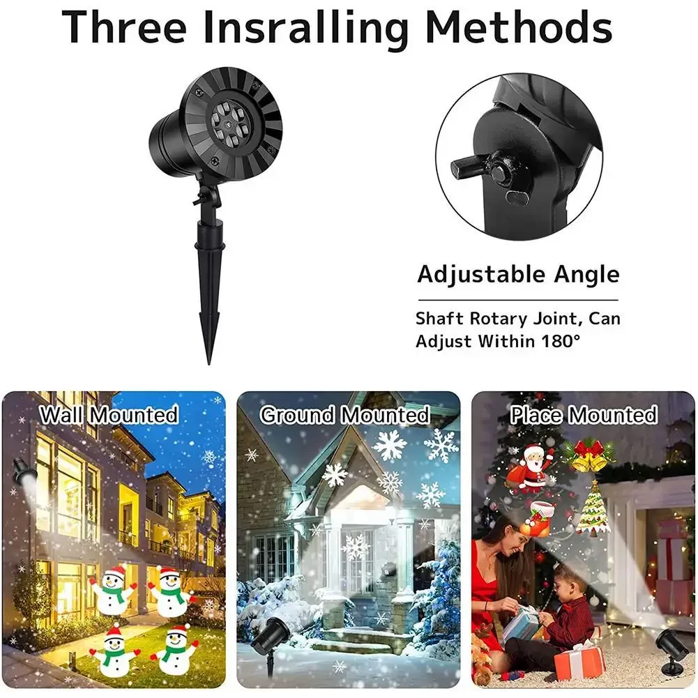 Уличные рождественские проекторы со снежинками — светодиодный вращающийся