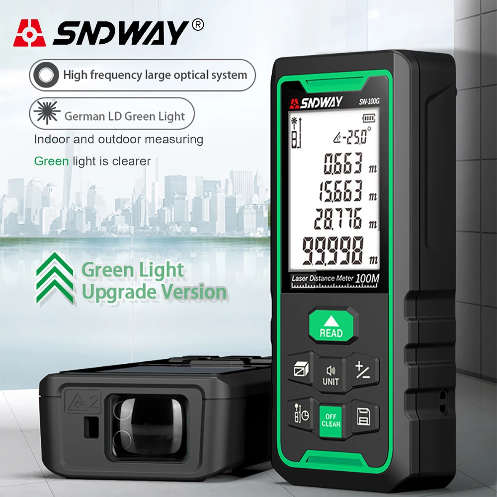 

SNDWAY Laser Rangefinder High Accurate Roulette Laser Distance Meter Measuring 40M 100M 120M Digital Tape Measure Range Finder