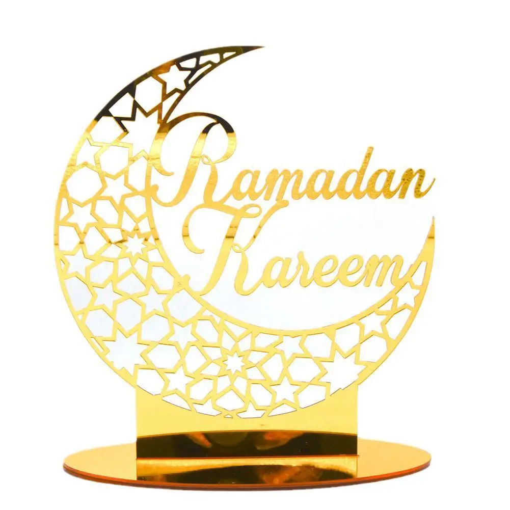 

EID Mubarak Acrylic Ornament Golden Moon Star Palace Tabletop Ramadan Decoration For Home Islamic Muslim Party EID Gifts