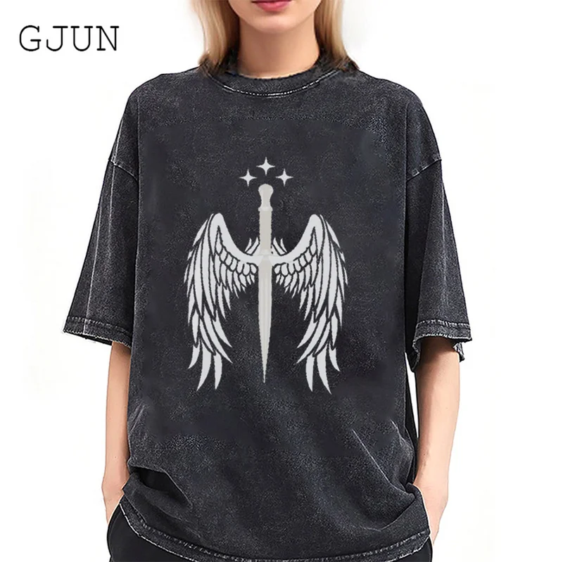 

Azriel Shadowsinger Printed Unises Tees Washed Tshirts for Men Women Vintage Casual Tops Fashion Oversized Street Female T-Shirt