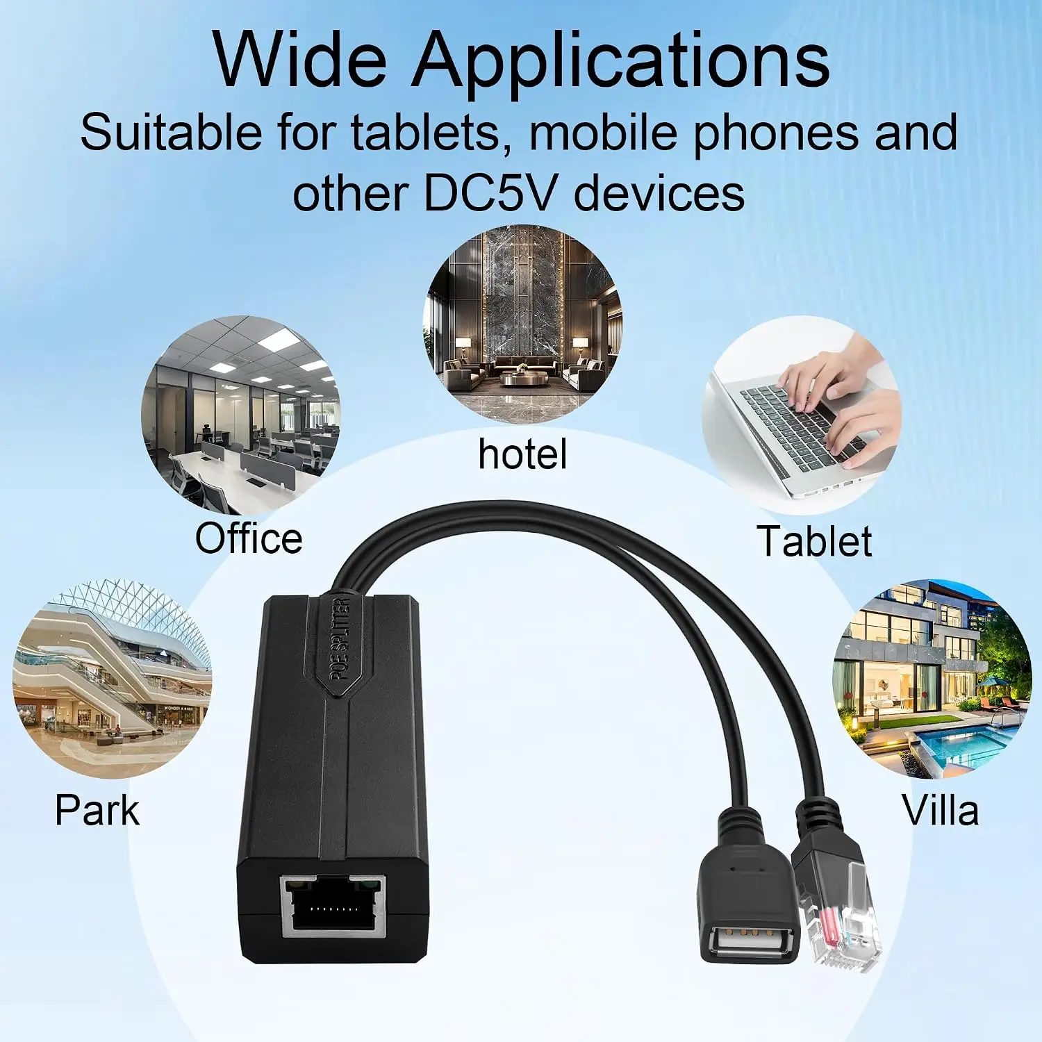Фото PoE-сплиттер 5В 2.4А USB Type-C (гнездо) IEEE 802.3af/at для камер видеонаблюдения/VoIP-телефонов (питание по Ethernet) №3