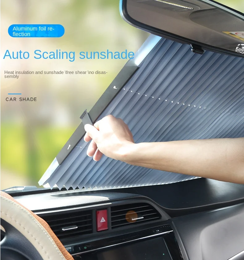 Auto-retractable sunshade Sun-proof front car sunshade wind-proof summer car sunshade