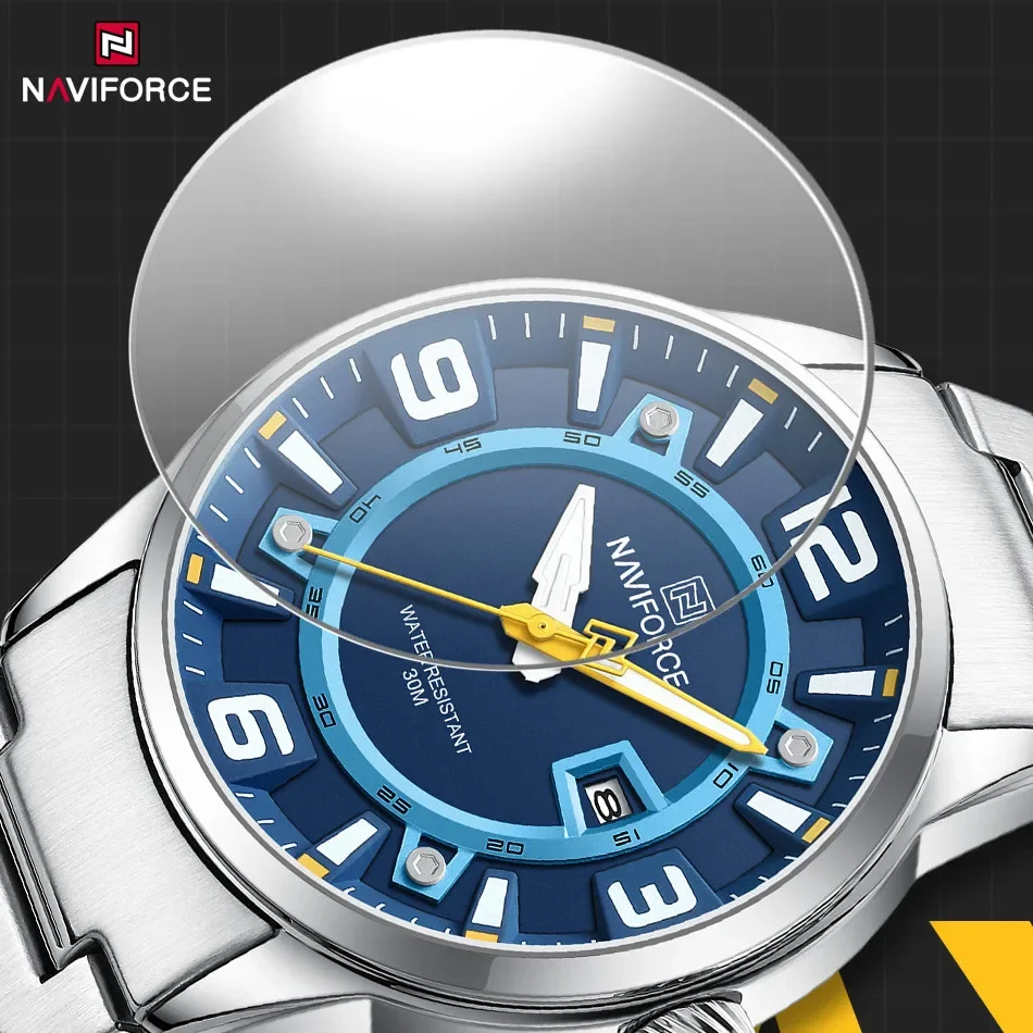 NAVIFORCE oryginalne modne zegarki dla mężczyzn sport wojskowy zegar z kalendarzem luksusowy wodoodporny zegarek kwarcowy Reloj Hombre 2024