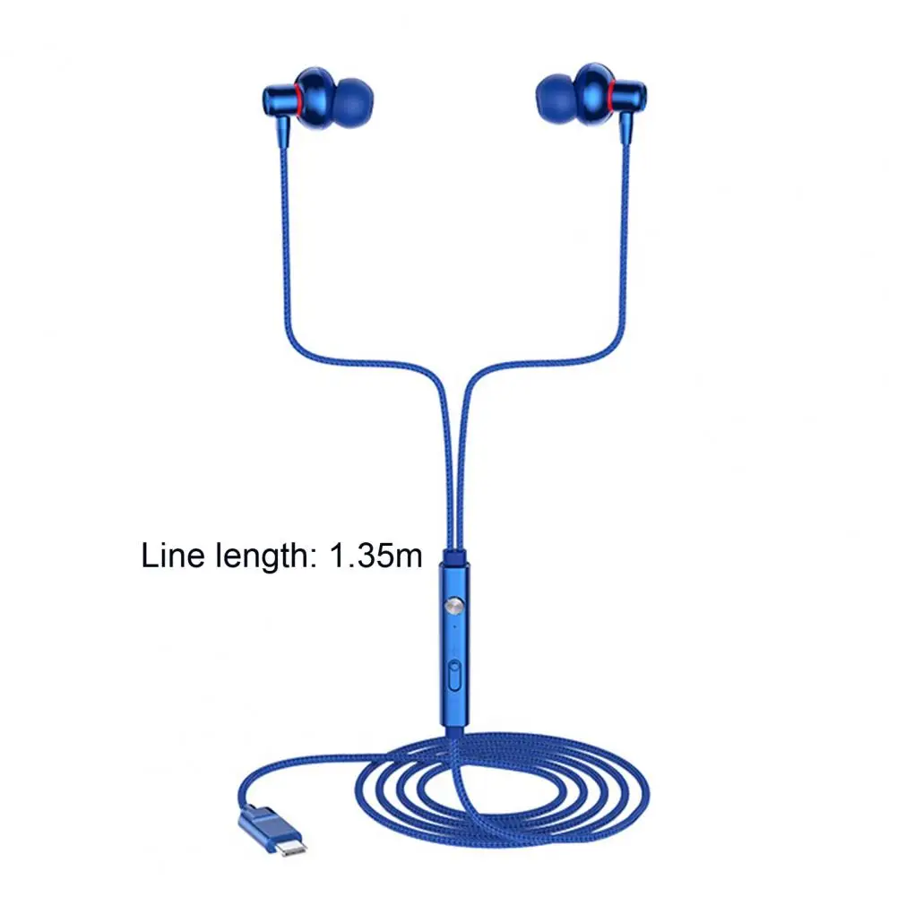 

Practical Earphone Universal Wired Earbud Sensitive Type-C Wire Control Earphone with Micphone Noise Reduction