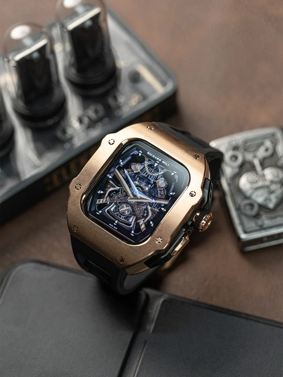 Stainless Steel Modification Kit For Apple Watch 8 Ultra 49mm 7 6 5 4 SE 44MM 45MM Case Sport Band iWatch Rubber Refit Mod