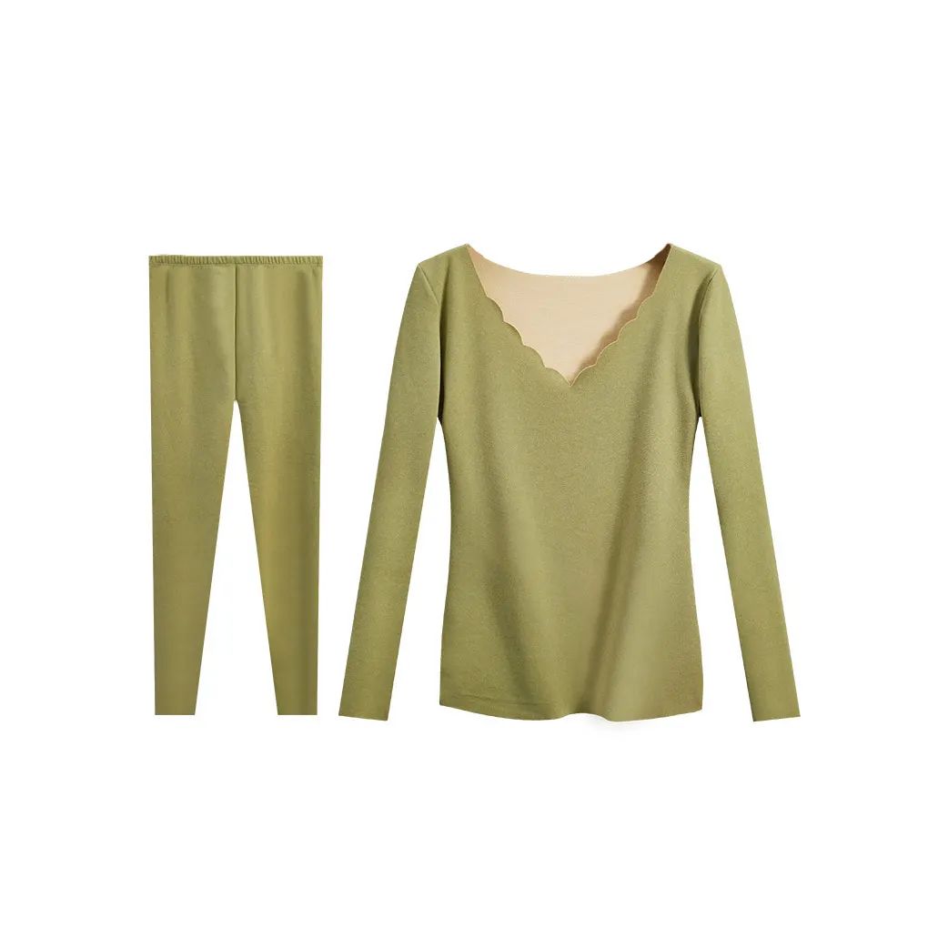 

Women Self-heating Elastic Thermal Underwear Set Breathable Skin Friendly Thermos Lingerie Crop Tops Warm Shirt Autumn
