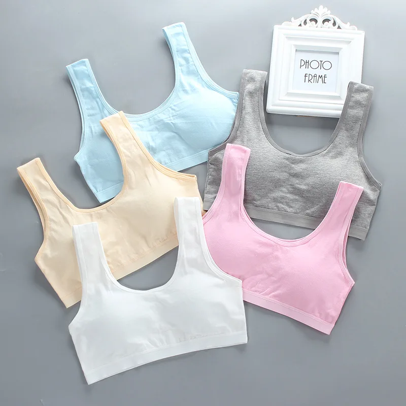 

3pcs Girl Bra Teen Lingerie Brassiere Fille Girl's Sport Top Vest Undies Schoolgirl Underwear Racerback Training Bras 7-14T Kids