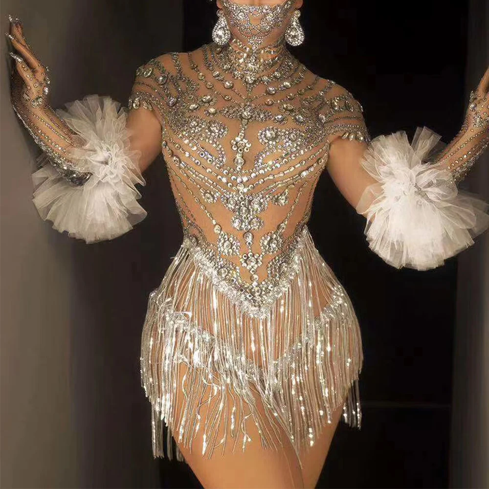 Телесные блестящие стразы бриллиантовые перчатки и сексуальные женские боди