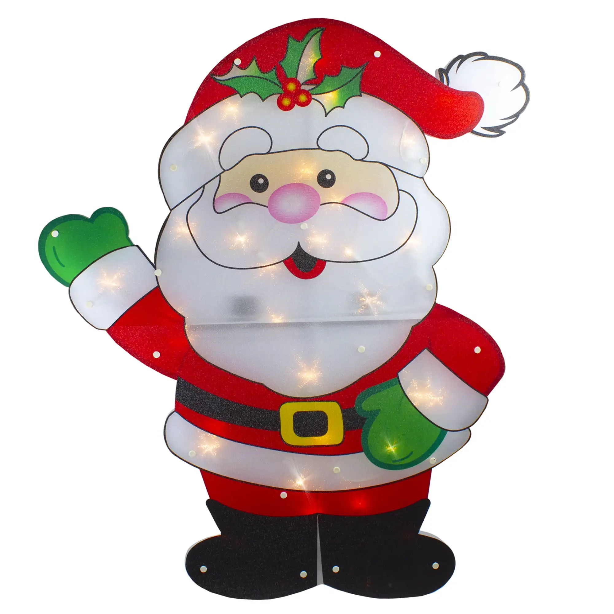 

30.5" Jolly Lighted 2 Dimensional Santa Claus Christmas Outdoor Decoration