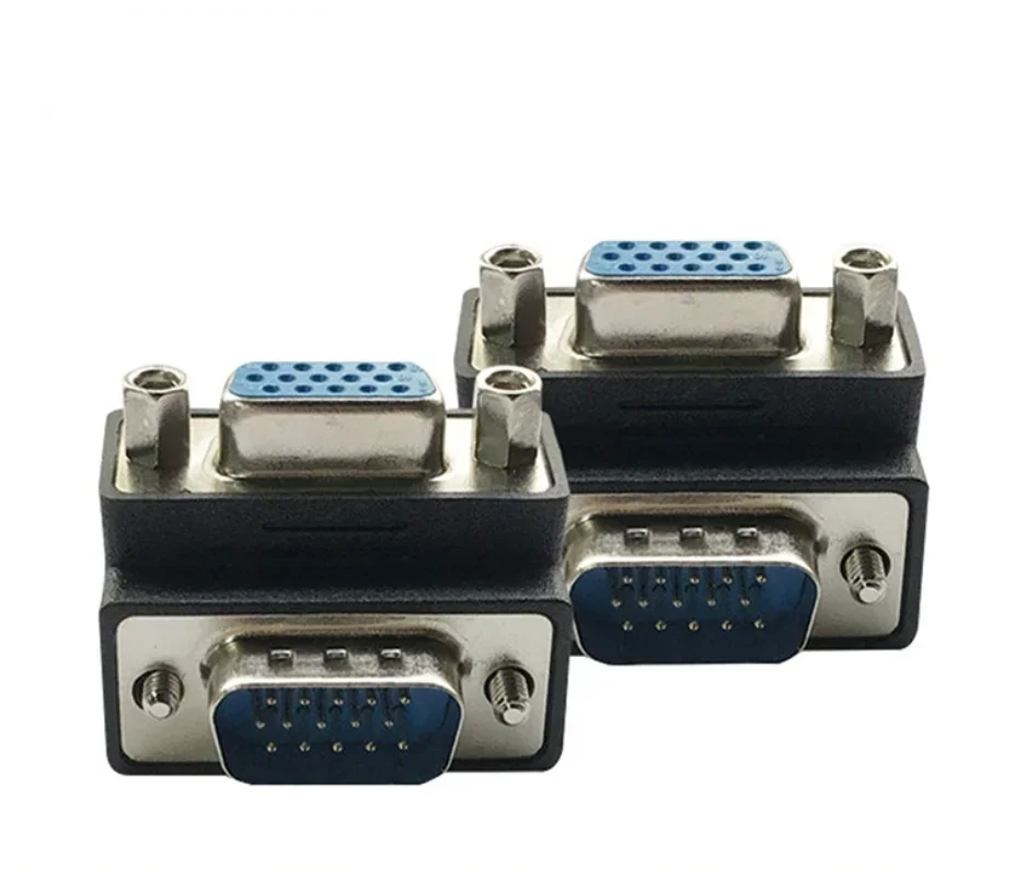1 шт. 90 градусов вниз прямоугольный адаптер VGA SVGA папа к 15-контактный женский