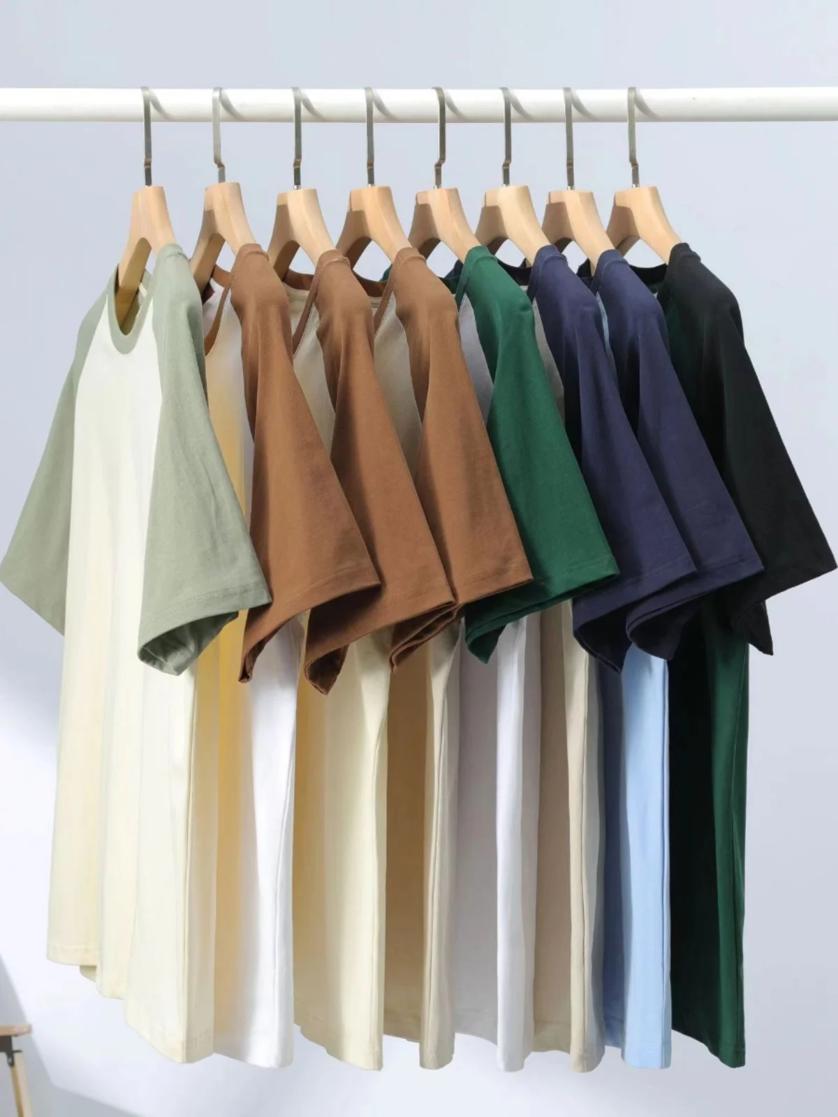 Американский модный бренд 280G футболка из плотного хлопка контрастного цвета