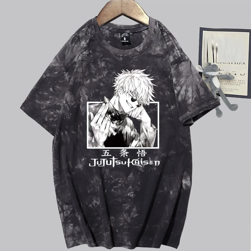 

Len Buck Jujutsu Kaisen Satoru Gojo T-shirt Fashion Short Sleeve O-neck Casual Tie Dye Мужская футболка anime shirt