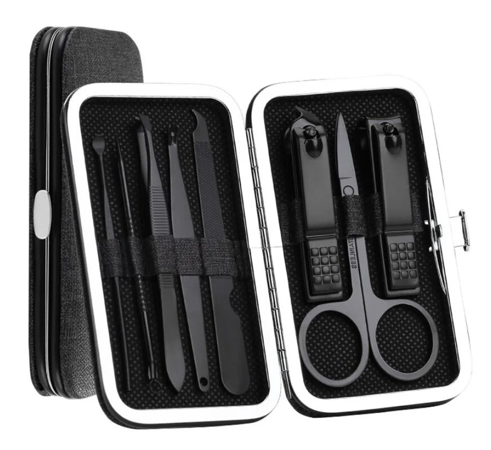

New 20sets/lot 8pcs/Set Stainless Steel Nail Clipper Pedicure Set with Scissor Tweezer Professional Manicure Tools Nail Supplies