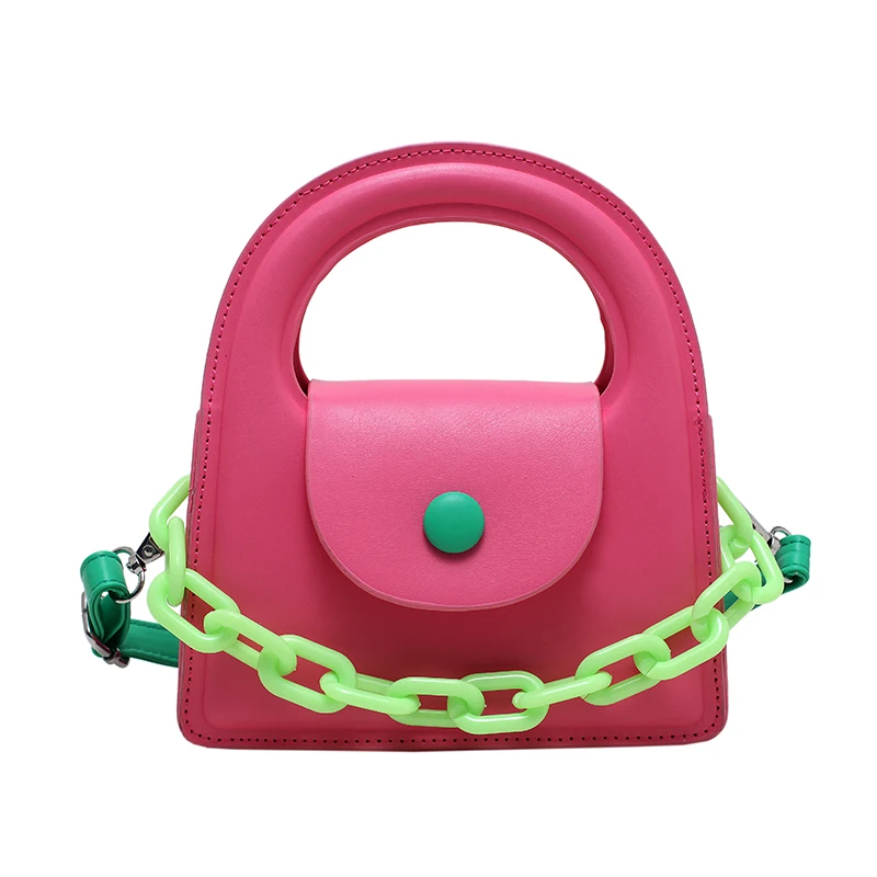 Contrasting Colors Mini PU Leather Shoulder Crossbody Bags for Women Fashion Brand Designer Ladies Handbags 2023 Candy Chain