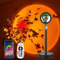 led rgb sunset lamp with bluetooth app control moon proector aura atmosphere light for home mood photography background