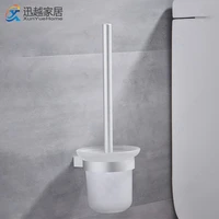 toilet brush holder with glass caddy cup bath wall shelf matte silver aluminum handle bathroom cleaning tools set accessories