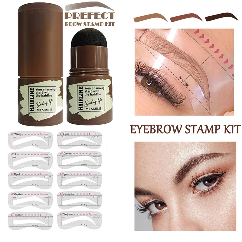 

Prefect EyeBrow Stamp Shaping Kit Eyebrow Stencils Waterproof Long Stick Shape Stamp Brow Lasting Natural Contouring Makeup Kit