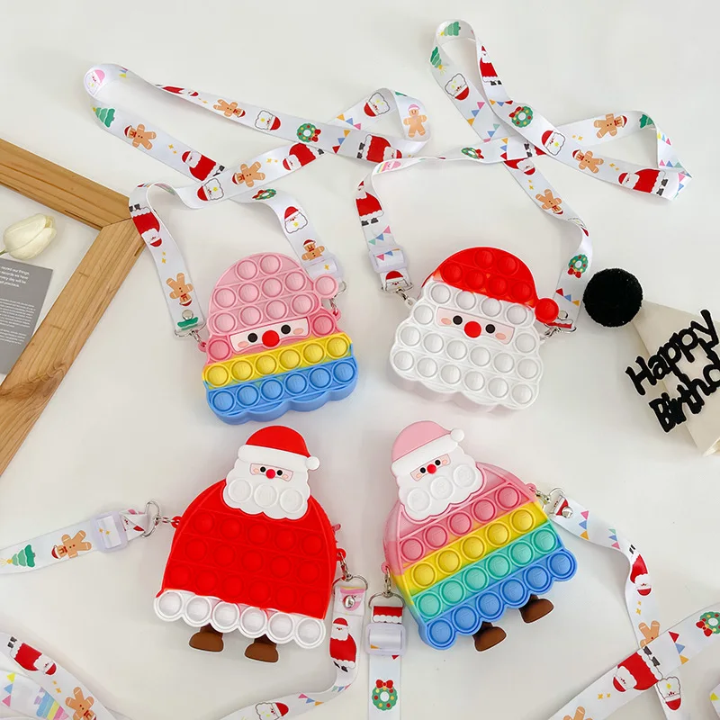 

2022 Poppet Popite рождественские игрушки Санта-Клаус сумка для монет кошелек Антистресс игрушка для снятия стресса пузырьки для детей Подарки для девочек