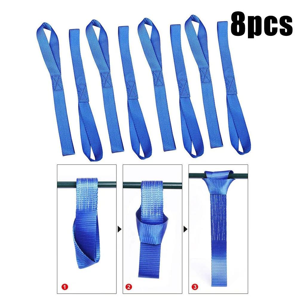 

8pcs Blue Soft Loop Ratchet Strap Tie Down Straps Soft Ring Ratchet Belt Motorcycle Tie Belt For Motorcycle Motorbike