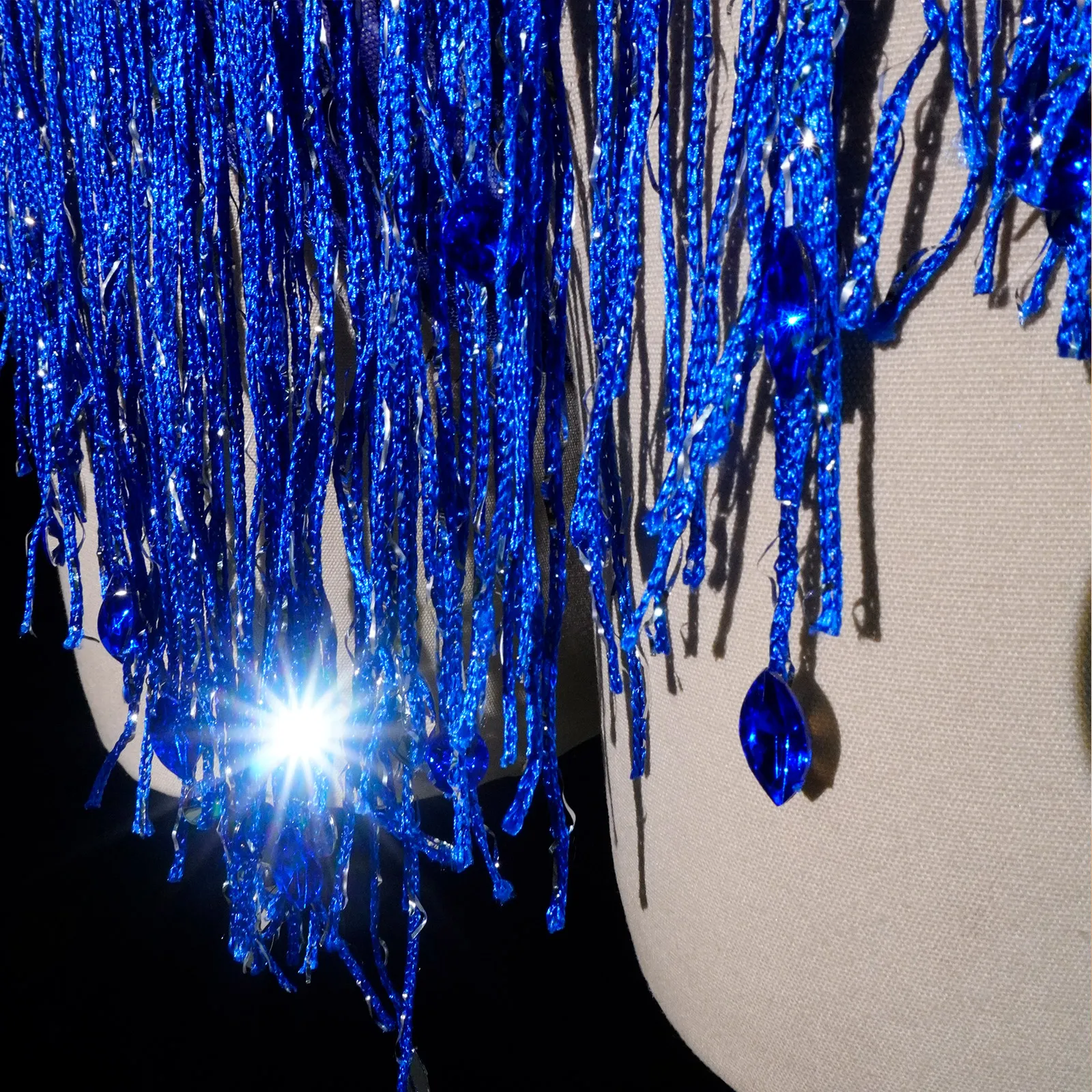 Sexy See-through Mesh Blue Rhinestone Bodysuit Adult Women Bar Stage Dance Performance Leotard Birthday Party Drag Queen Costume