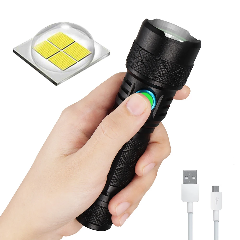 

1200LM Long-range XH-P50 LED Flashlights Aluminum Alloy Torch Light Mini Portable Torches Lamp USB Rechargeable Flash Light