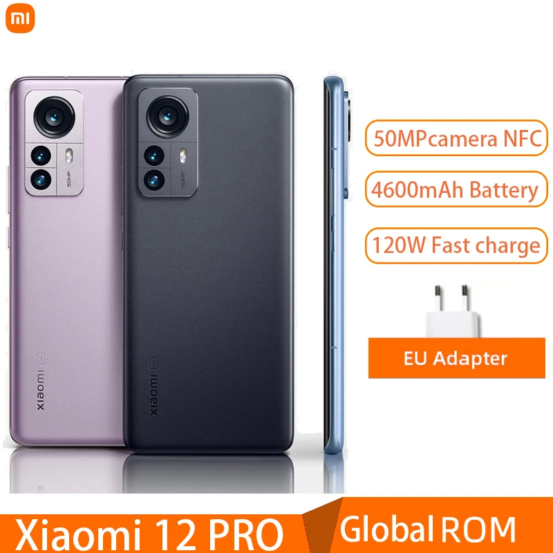 Global Rom Xiaomi Mi 12 Pro Smartphone 5G Snapdragon 8 Gen 1 NFC 50MP Camera 120Hz Display 4600mAh Battery 120W Fast Charge