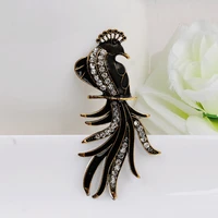 retro green large peacock crystal brooches vintage jewelry wedding bouquet corsages antique gold hijab pin sticks jewelry