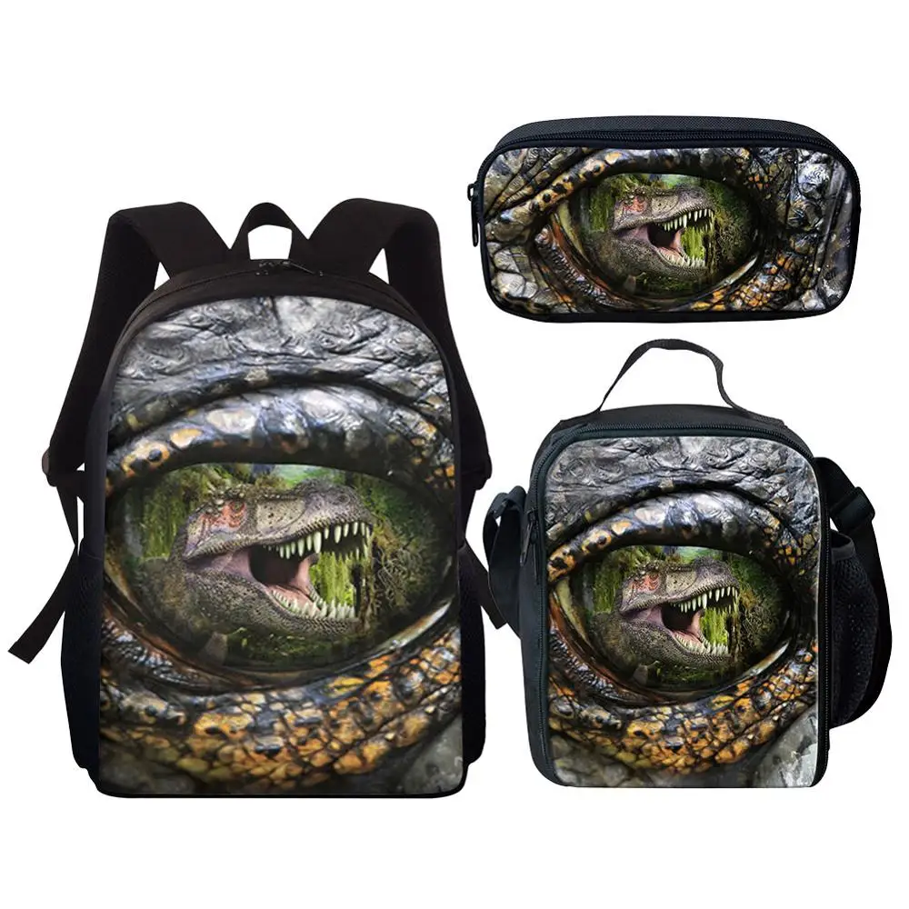 Cute 3D Dinosaur Print Kids Backpack School Bags Set For Teenage Children Boys Girls Bookbag Satchel Schoolbag Mochila Escolar