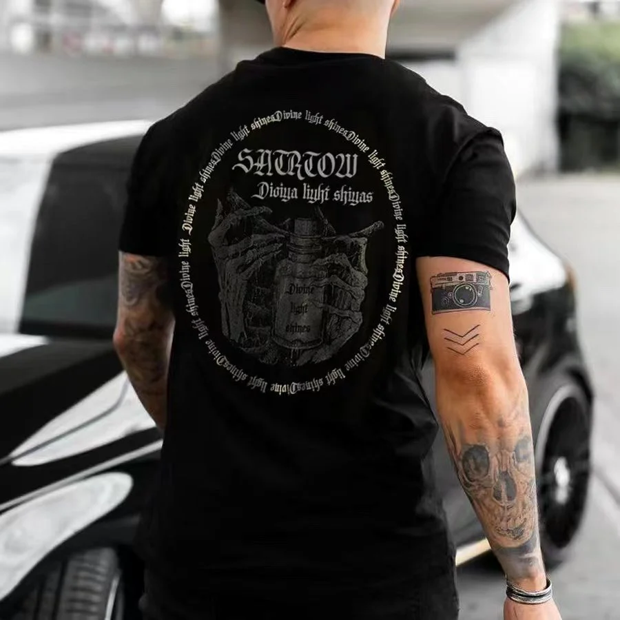 2022 Summer Streetstyle Skull Print Short Sleeve Mens T-shirts Casual Tops Tshirt