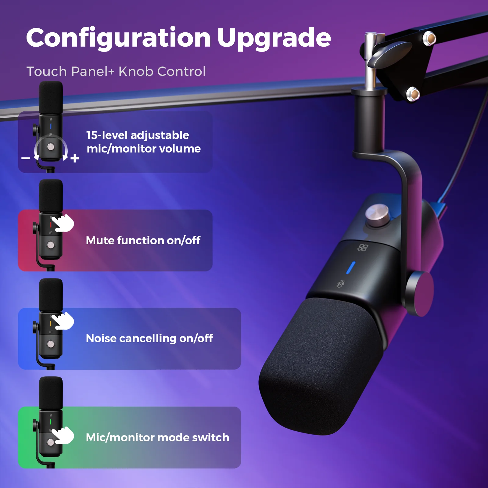 Фото NearStream USB XLR динамический микрофон с штангой, профессиональный микрофон для ПК, игровой студийный набор, потоковый микрофон для записи подкастов №3