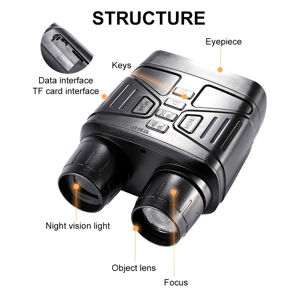 

Binoculars Night Vision Device 5x Digital Zoom Rechargeable Take Photos and Videos 3" LCD Day Night Dual Use Hunting Telescope