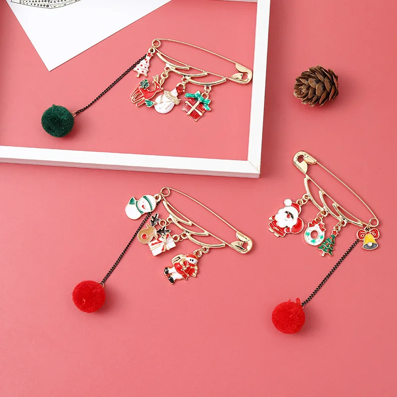 

Creativity Enamel Pin Christmas New Year Gift Santa Claus Women's Brooch Badges Friends Lapel Pins Jewelry Fashion Accessories