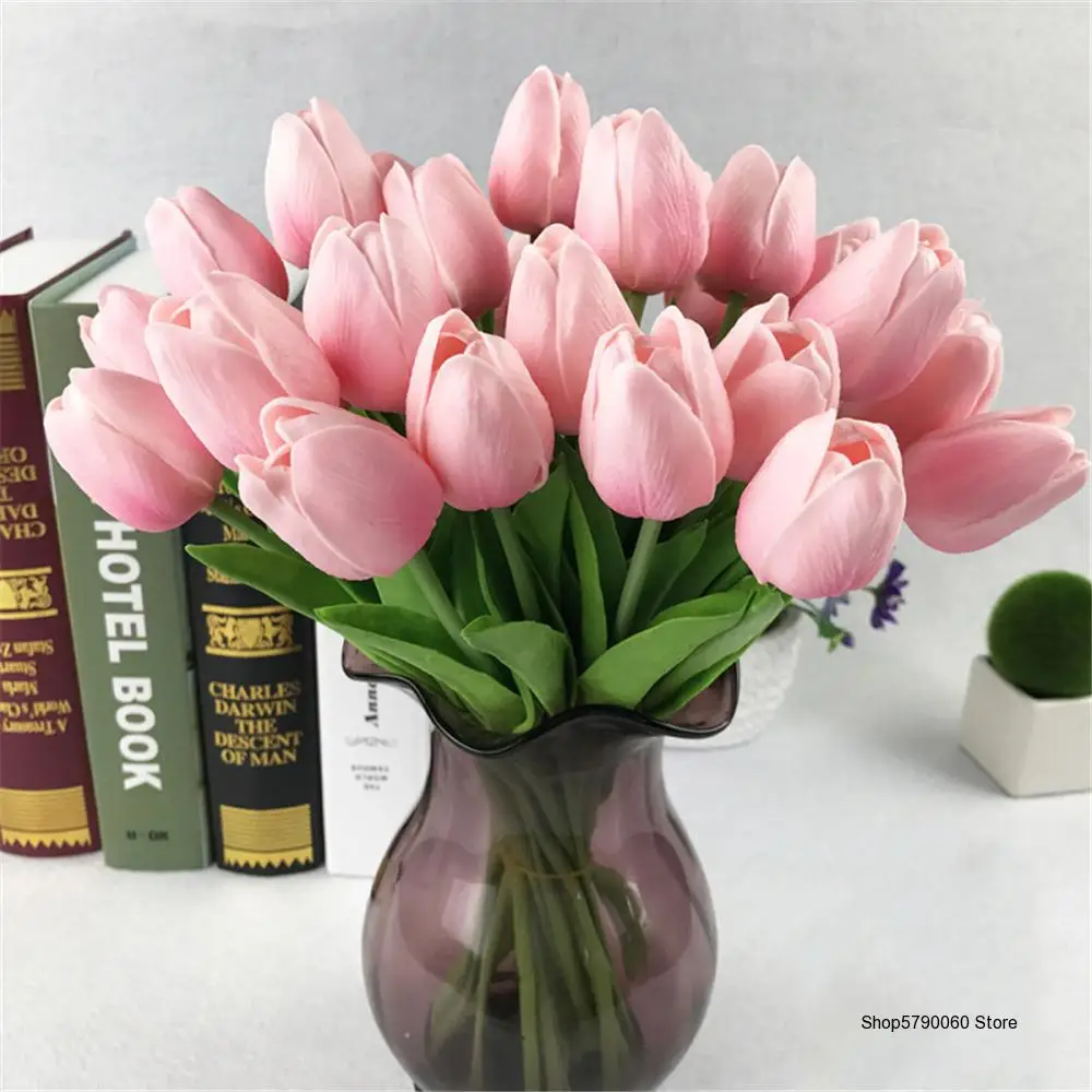 

10pcs Tulip Artificial Flower Real Touch Flower Bouquet Fake Flower Bridal Bouquet Home Decoration for Wedding Valentine's Day