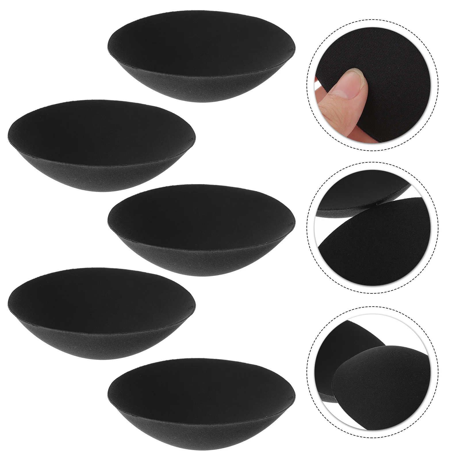 

5 Pairs Removable Pads Inserts Pads Round Sew In Cups For Swimsuits Dresses Sports Black Beach wedding