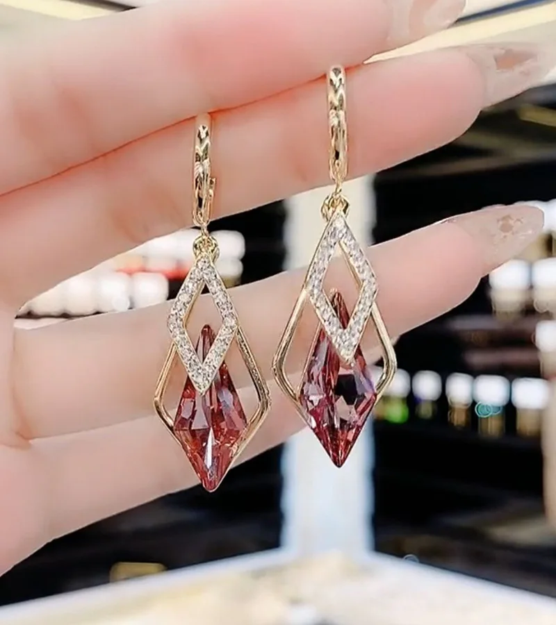 

Shining European American Crystal Drop Earrings for Women 2023 New Fashion Earrings Wedding Party Jewelry Gifts Pendiente