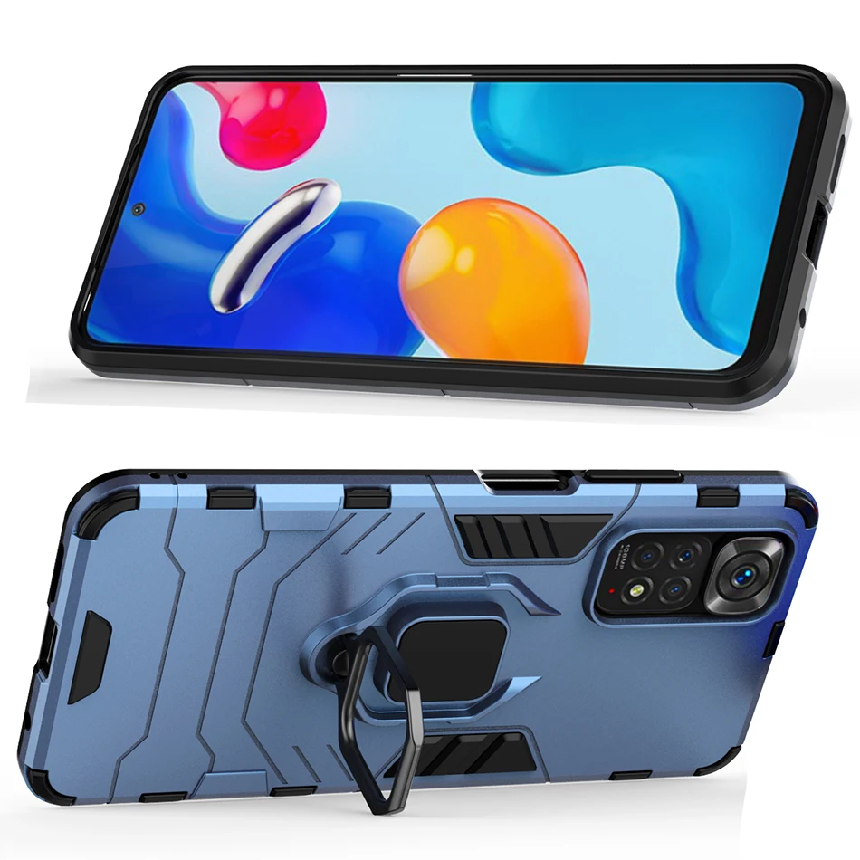 Противоударный чехол с магнитным кольцом для Xiaomi Redmi Note 11 pro plus 11s 10 4G 10s 9 9s 8 8t 7 6 5 4 4x