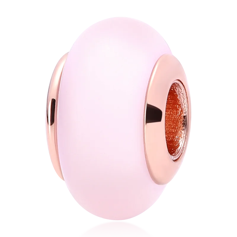 

2021New Genuine 925 Sterling Silver Pink Golden Glass Beads Fit Original Pandora Bracelet&Bangle Making Fashion DIY Jewelry