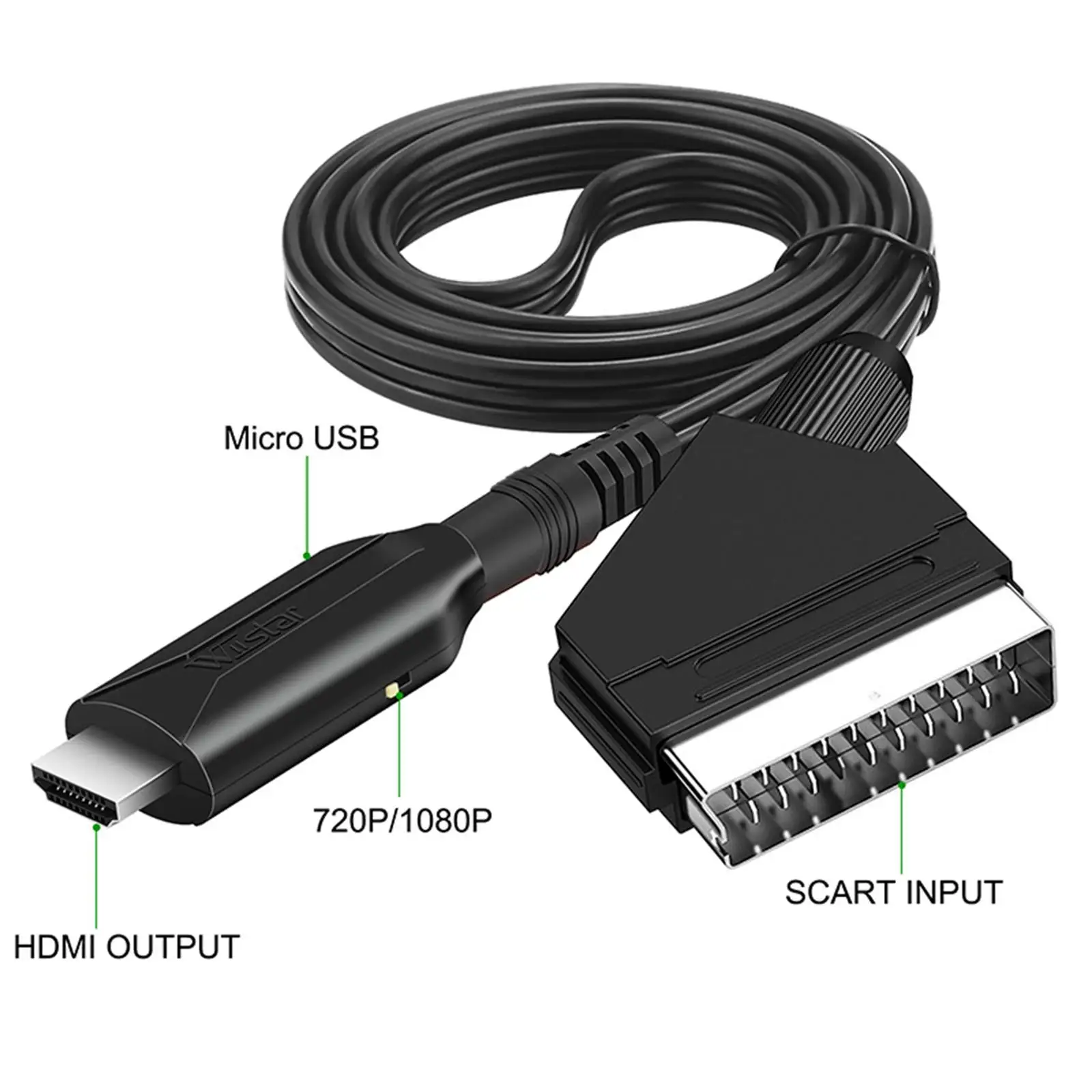 

SCART конвертер кабель, компактный гибкий с USB кабелем SCART вход аудио видео адаптер для DVD