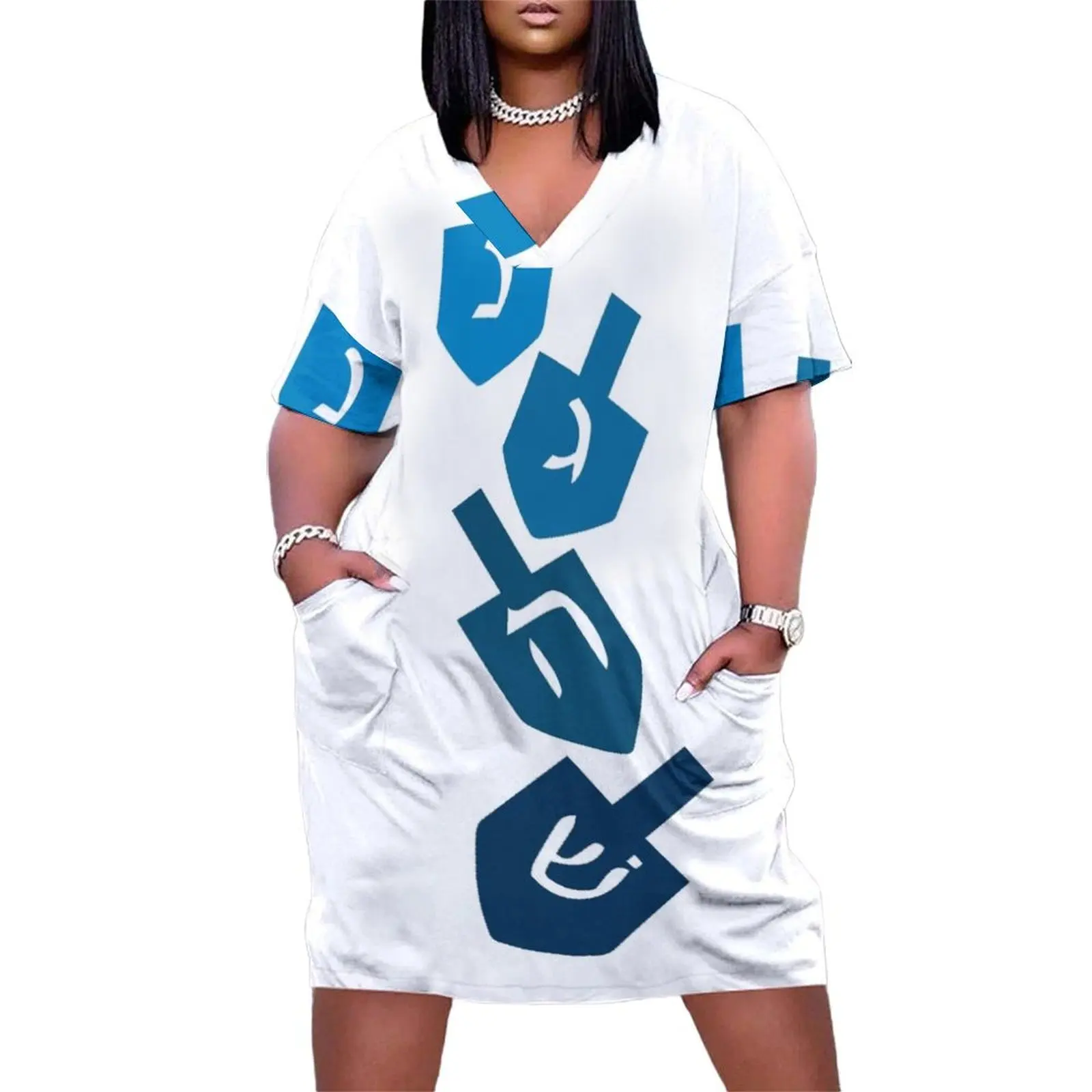 Nes Gadol Haya Sham dreidel dreydl dreydlekh sev erst свободное платье с карманами Женское летние платья