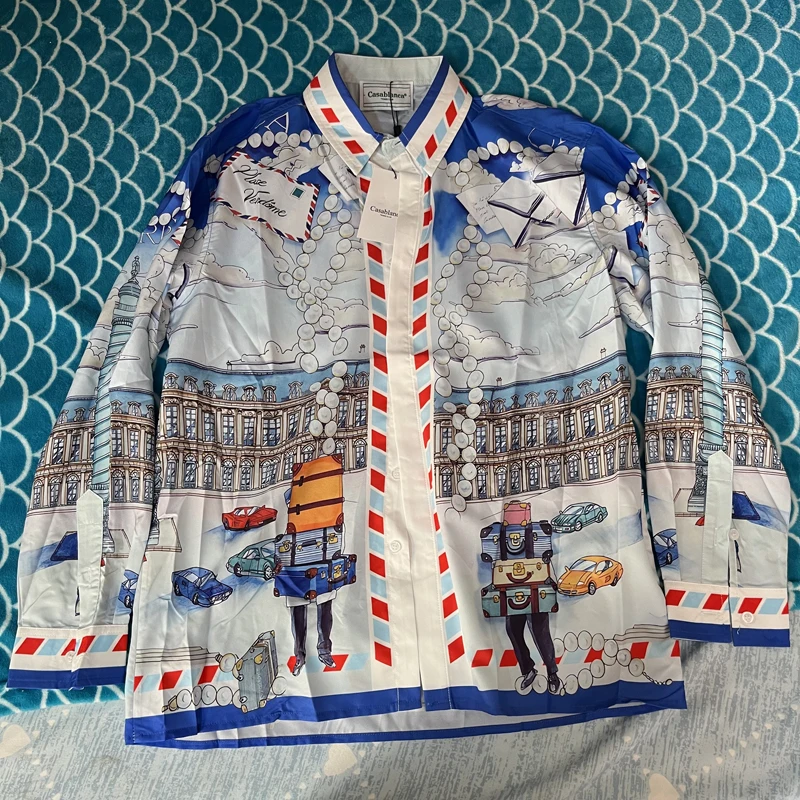 

Гавайская рубашка с длинным рукавом для мужчин и женщин, праздничная сорочка с принтом автомобиля, жемчужины, для путешествий, реальные фотографии