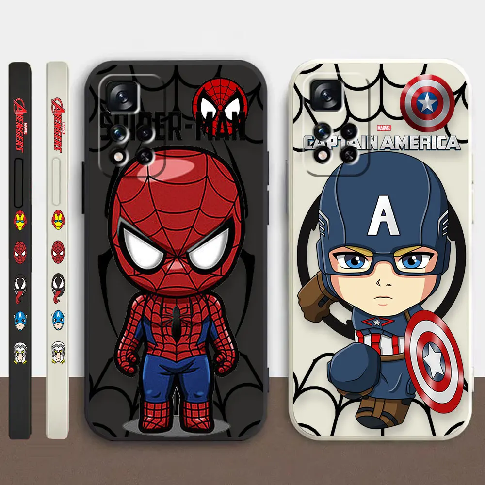 

Phone Case For Redmi Note 12 11 11T 11R 11S 10 9T 8 7S PRO PLUS 4G 5G Case Funda Cqoue Shell Avengers Spider-Man Captain America