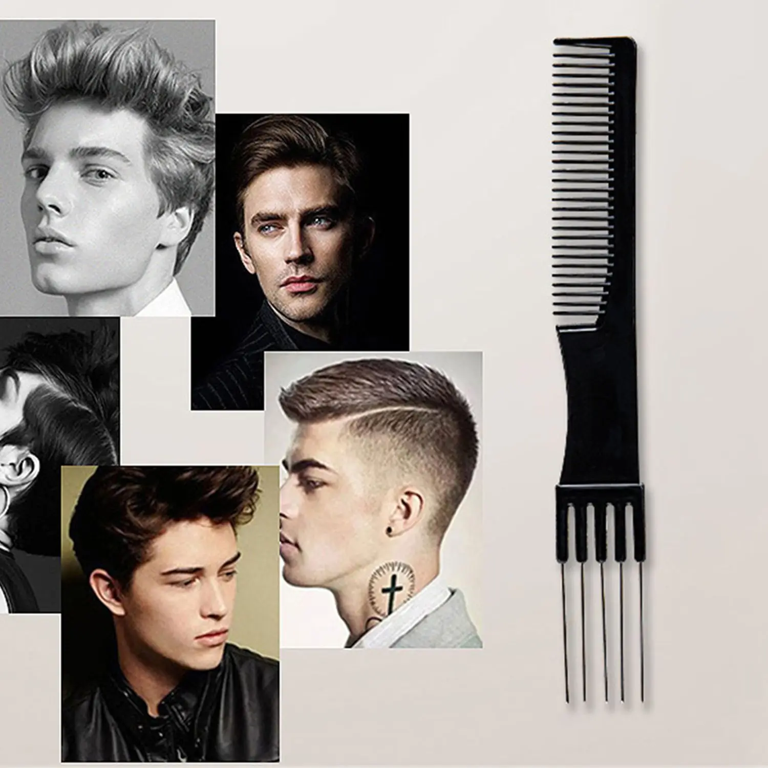 

Oil Head Curly Comb Men Double Side Tooth Combs Steel Needle Fork Combs Hair Brush Barber Salon Hairdressing Tool