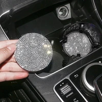 2pcs diamond car coaster water cup slot non slip mat silica gel pad cup holder mat car gadget bling car interior accessories
