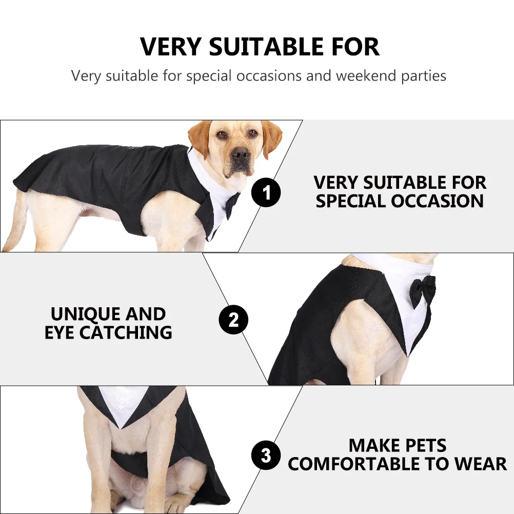 

Dog Shirt Puppy Stylish Suit Tie Costume Wedding Formal Tuxedo