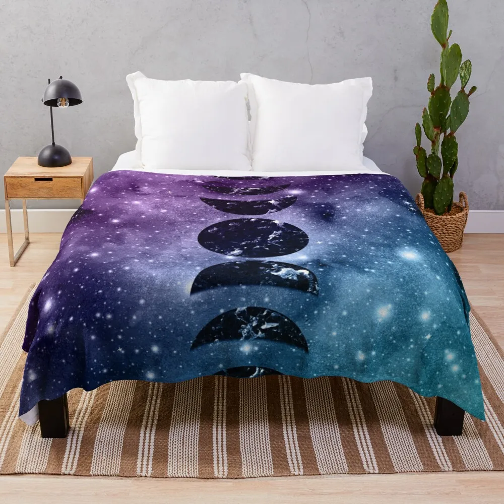 

Purple Teal Galaxy Nebula Dream Moon Phases #1 #decor #artThrow Blanket