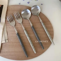 korean designer cutlery set portable classic stainless steel cooking picnic full fork spoons utensils kitchen talheres tableware