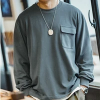 mens oversized sweatshirts spring high quality solid cotton long sleeved t shirt suede o neck casual sports mens clothing